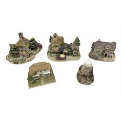 Five Lilliput lanes, comprising Burley Street Garage, Windsor Castle, Playtime, Fireman's Watch and The Old Windmill