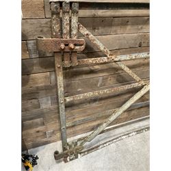 Large wrought metal country driveway or field gate (W324cm, H125cm)and a similar pedestrian gate (W110cm, H108cm)