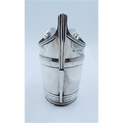  George III silver helmet shaped milk jug, with embossed banded decoration by John Emes, London 1798, H12.5cm approx 5.1oz  