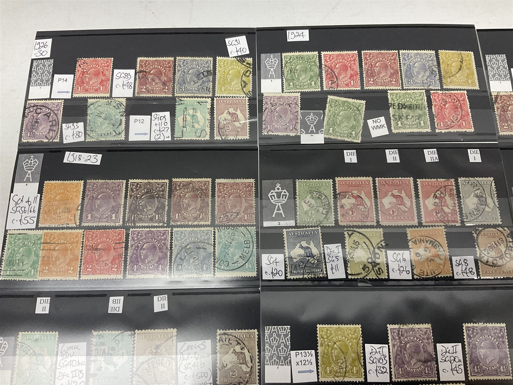 Australian stamps with various Kangaroo issues including used two pounds, King George V Silver Jubilee and other issues etc, housed on stockcards 