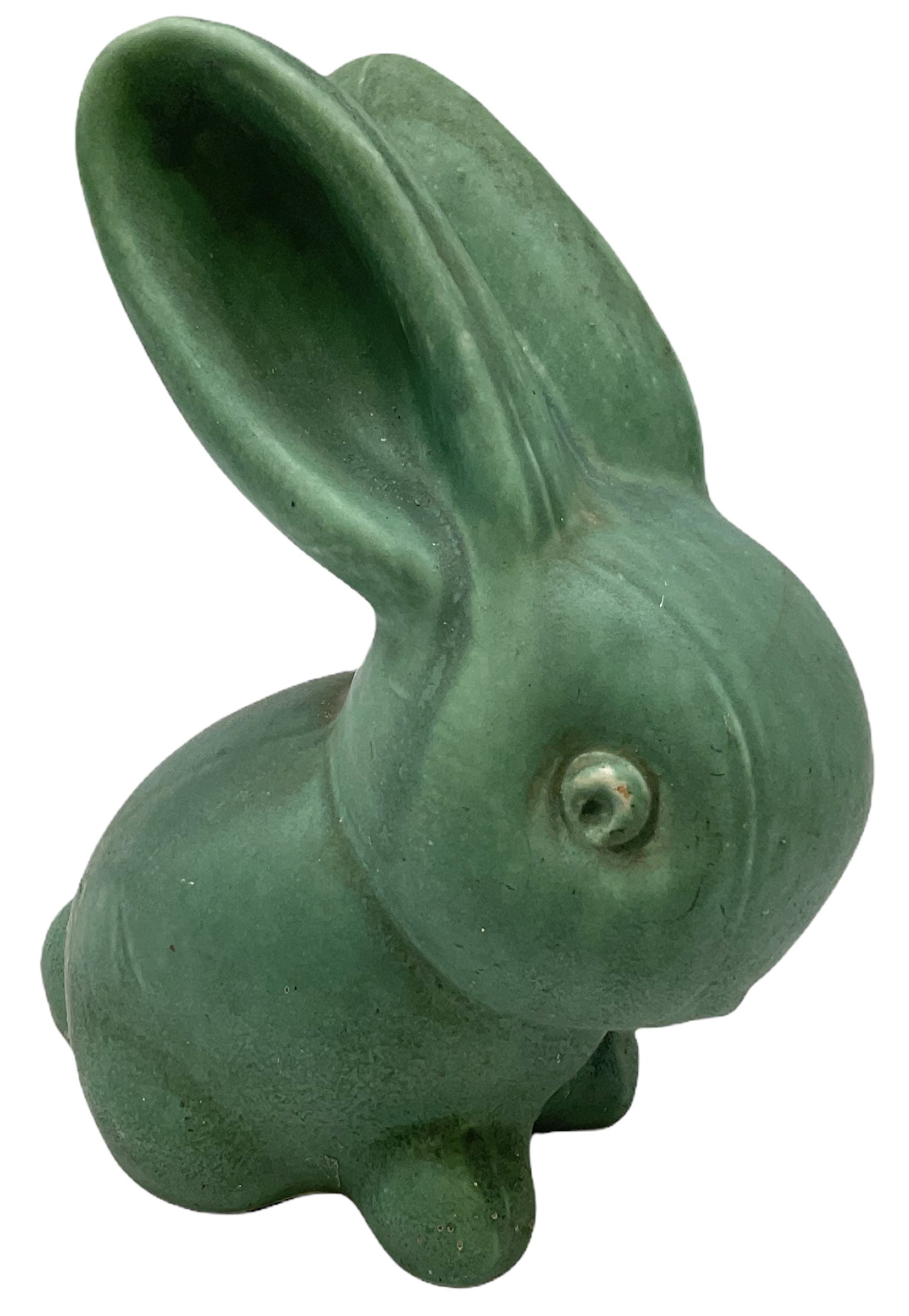 Large Bourne Denby green rabbit, with printed mark beneath, H26cm