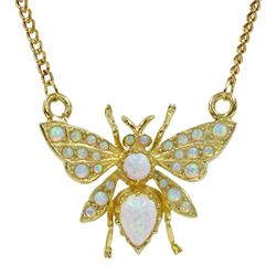 Silver-gilt opal butterfly pendant, stamped 925