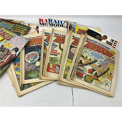 Eagle Comic No.1 27 March 1982 to 19 March 1983, Tornado Comic No.1 to No.22 18 Aug 1979, and quantity of other comics, books, magazines etc