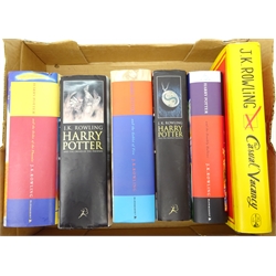  Five volumes of Harry Potter by J.K. Rowling comprising, 'The Order of the Phoenix' (2), 'The Goblet of Fire' and 'Deathley Hallows' (2), together with 'The Casual Vacancy', all with dust jackets (6)  