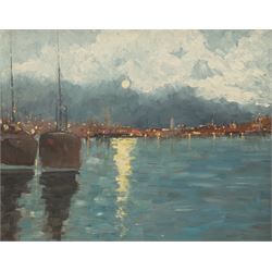 Impressionist School (20th century): Moonlit Harbour, oil on board unsigned 39cm x 49cm