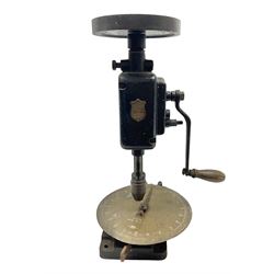 20th century pillar drill, together with Salter suspension scales, drill H55cm 