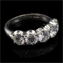  White gold five stone diamond ring, hallmarked 18ct, diamonds approx 2.2 carat  