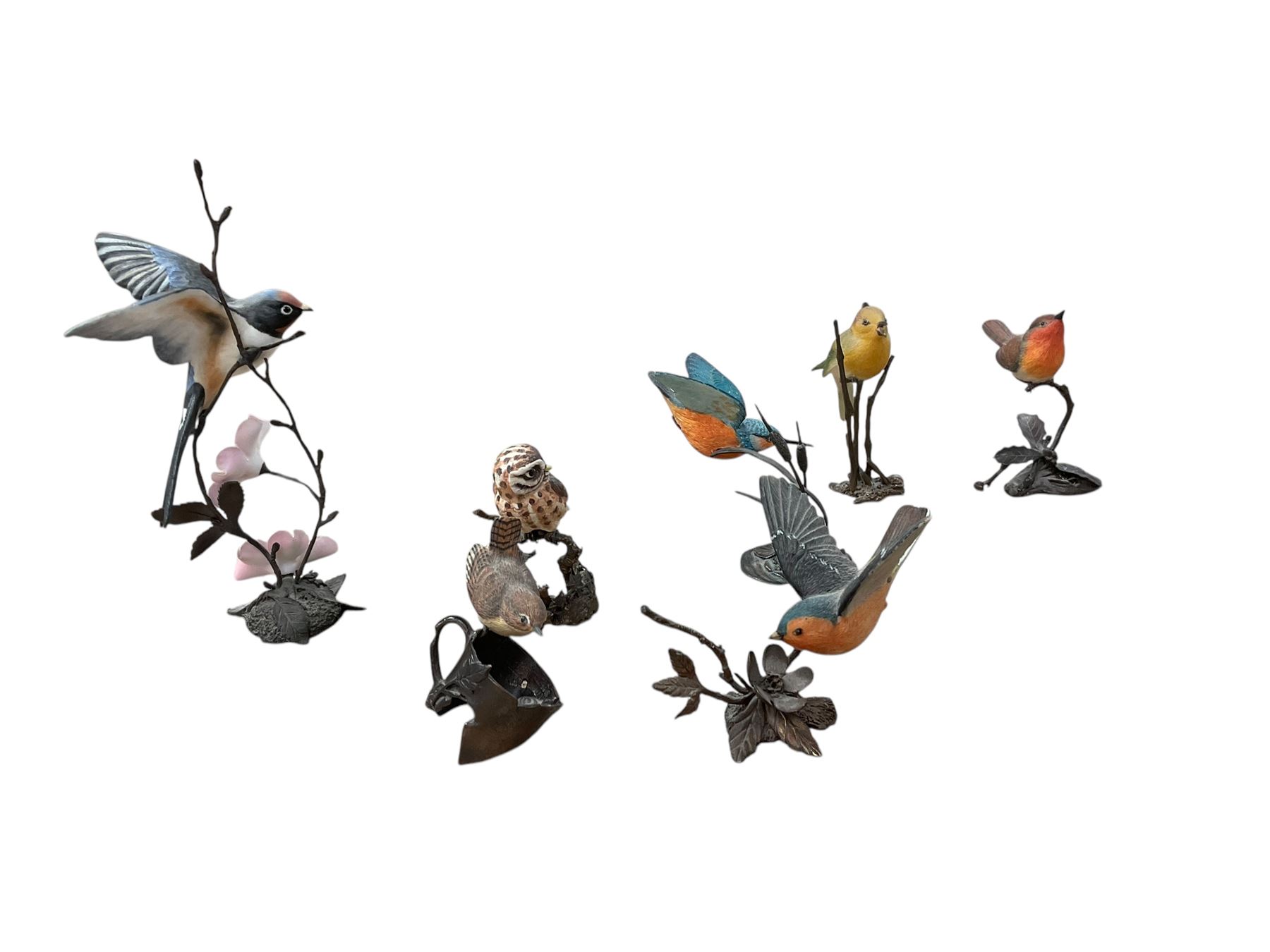 Lladro figure Festival Time No. 5053, together with various Border Fine Arts and other bird figures 