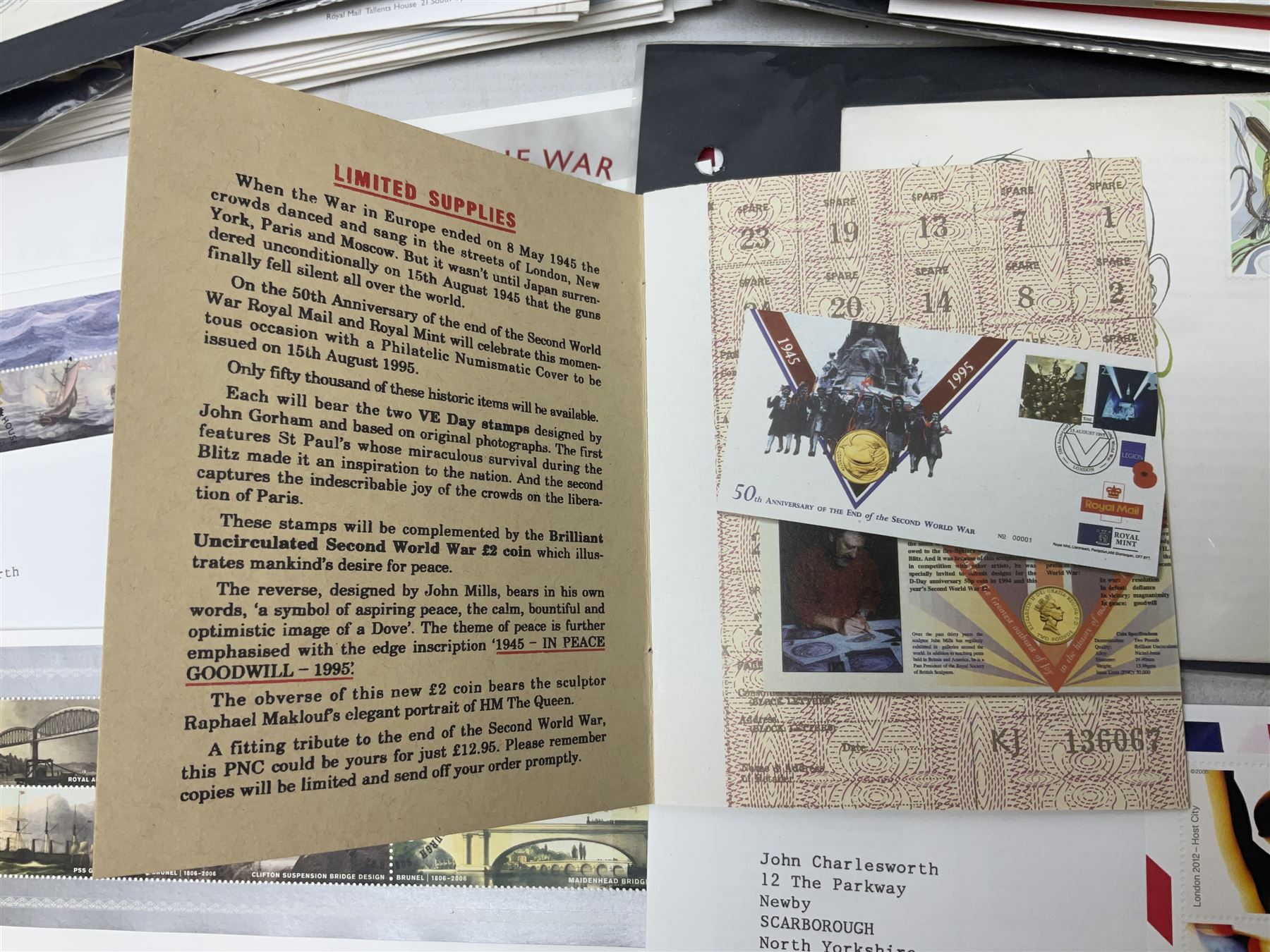 Stamps including Great British Queen Elizabeth II Royal Mail first day covers mostly with special postmarks, various mint pre and post decimal mint stamps, Isle of Man TT100 book by Mick Duckworth complete with stamps, World stamps etc, housed in various albums/folders and loose, in one box