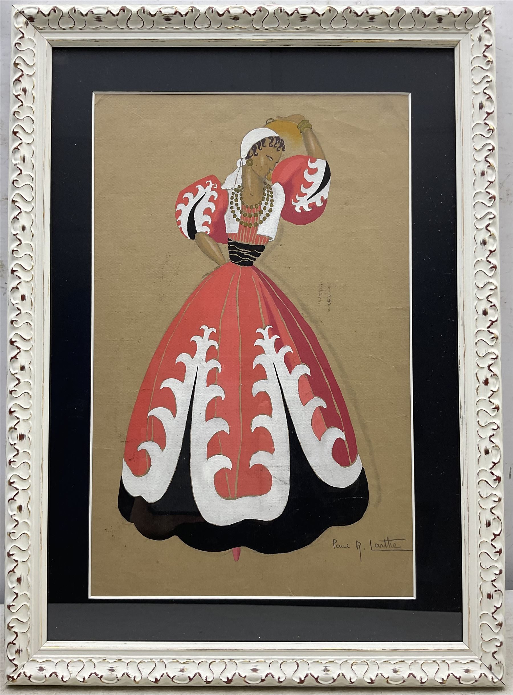 Paul Raoul Larthe (French 1909-1988): Flamenco Dancer, gouache signed 40cm x 25cm