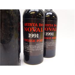 Vintage port including two bottles of Quinta Do Noval 1991, 75cl, 20.5%vol, two bottles of Smith Woodhouse 1991, 75cl, 20%vol, two bottles of Niepoort's 1991, 750ml, 20.5%vol, Sandeman 1970 and two further bottles of vintage port lacking original labels, various contents and proofs (9)