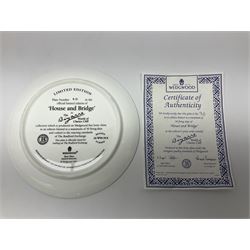 Two Wedgwood limited edition Clarice Cliff Design plates, comprising Poplar and House and Bridge patters, together with six Wedgwood limed edition Suzie Cooper The Art Deco Years, plates, all with certificates of authenticity, D21cm  