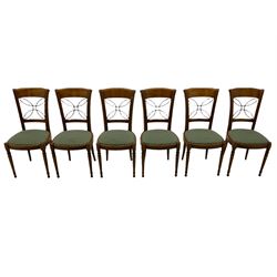 Ernest Menard - cherry wood and wrought metal dining table with glass top, and set six matching dining chairs