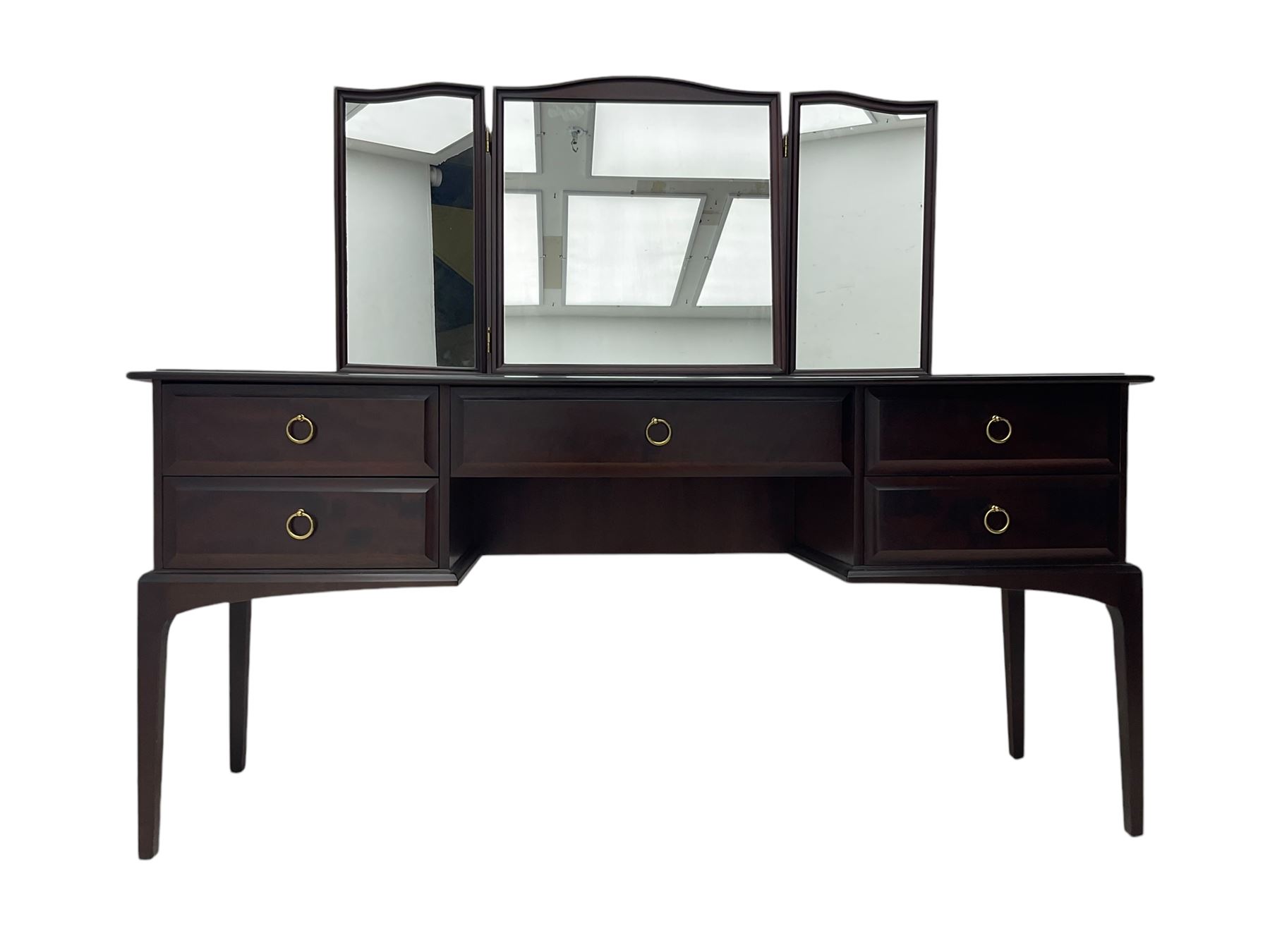 Stag Minstrel - dressing table, fitted with triple mirror and five drawers, and matching stool