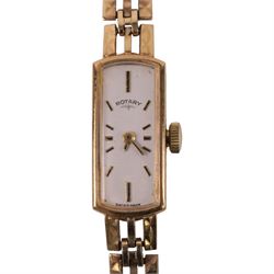 Rotary ladies 9ct gold manual wind wristwatch, on 9ct gold bracelet