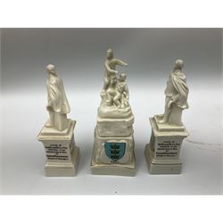 Fourteen items of Hull crested china by W.H. Goss etc including  Boer War, De La Pole and Wilberforce monuments, 3-piece cruet on trefoil stand, various vases and jugs etc  