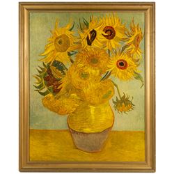After Vincent Van Gogh (Dutch 1853-1890): Sunflowers, coloured print 75cm x 58.5cm