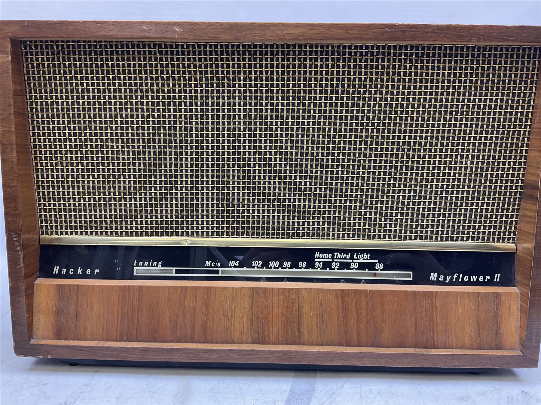 1950s Telefunken Deutschland TFK Model 2663WK radio in mahogany case with Bakelite knobs, Rees Mace Marine walnut cased radio, W50cm H34cm D26cm, together with 1955 Kolster-Brandes KB LR10FM radio and Hacker Mayflower II radio (4)