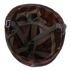 Vietnam war, US Army M1 Combat Helmet, with web chin strap and camo cover