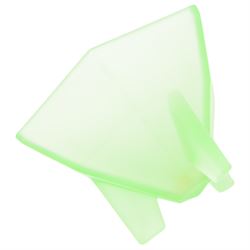 Art Deco uranium glass dressing table jar and cover, of hexagonal form with pharaoh finial, upon three tapering glass legs, H13cm