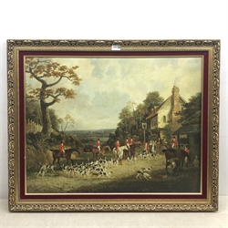 English School: The Meet, coloured lithograph on canvas 62cm x 80cm