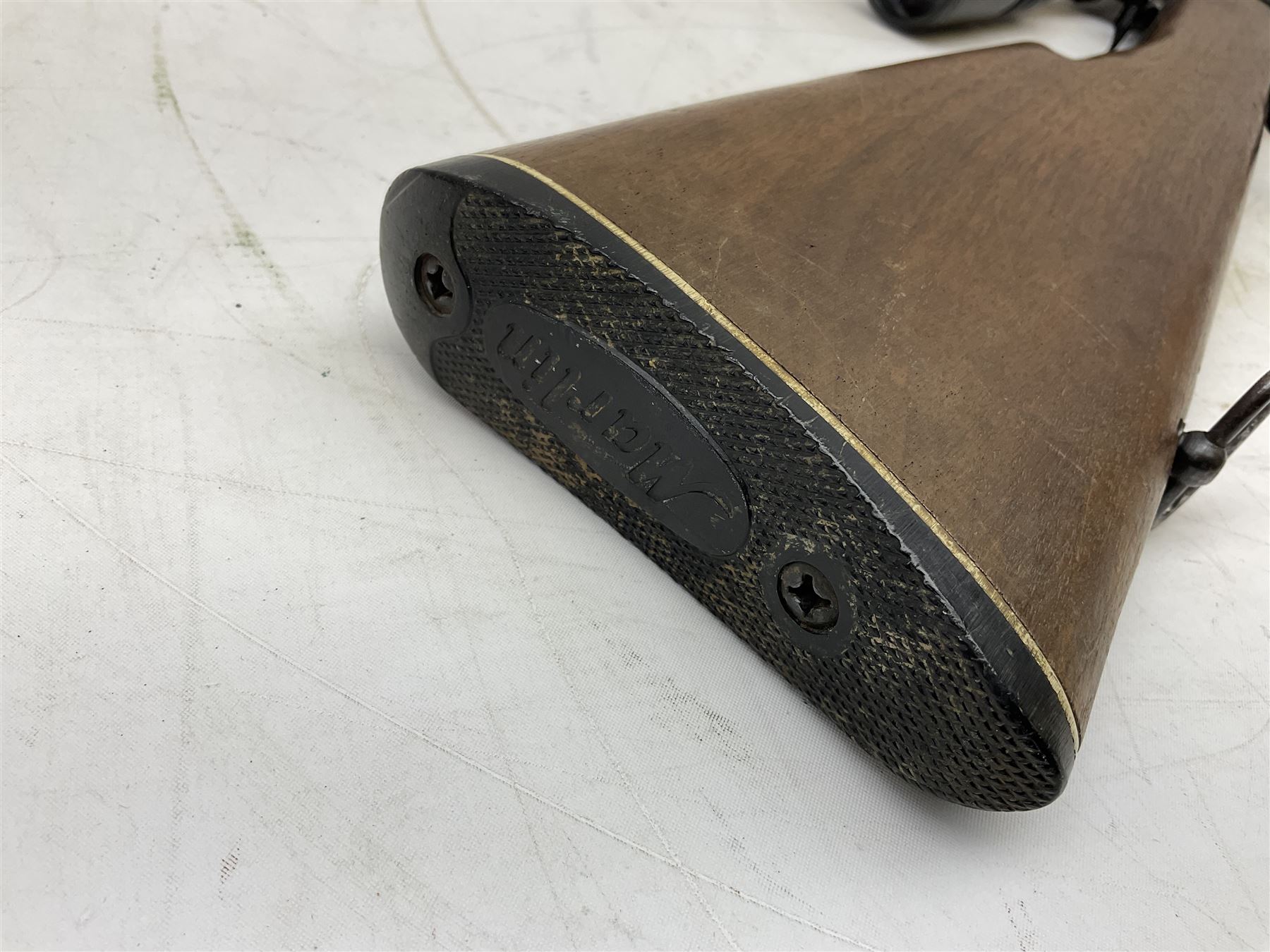 Marlin Model 39A Mountie .22 rim-fire rifle with 51.5cm barrel and under lever action with Bisley 3-9 x 40 variable scope L93cm overall SECTION 1 FIRE-ARMS CERTIFICATE REQUIRED