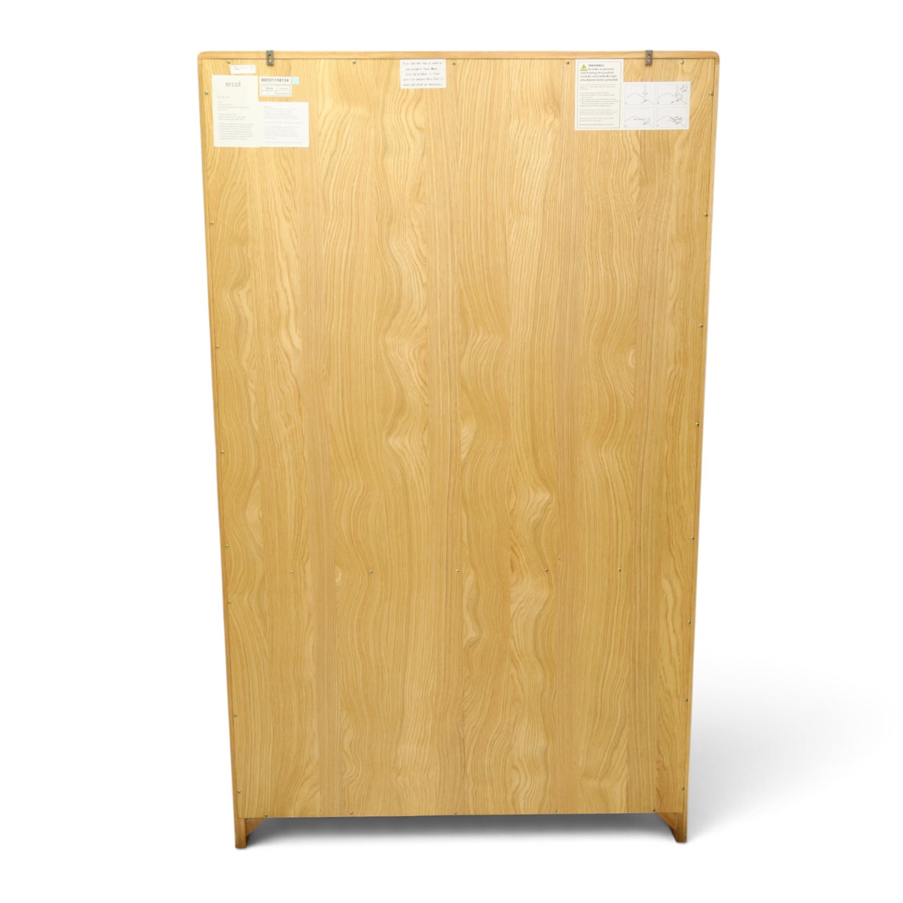Ercol - contemporary oak 'Bosco' display cabinet, fitted with two shelves enclosed by glazed doors, over two cupboard doors, raised on stile feet