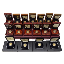  Seventeen Gold proof full sovereigns - a complete run from 2004 to 2020, all boxed or cased with certificates, a rare opportunity to acquire a complete run of gold proof sovereigns including 2012 and 2017 with special reverse designs  