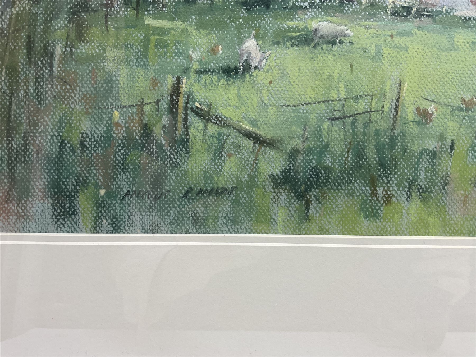 Angus Bernard Rands (Yorkshire 1922-1985): English Farmstead, pastel signed 39cm x 60cm 