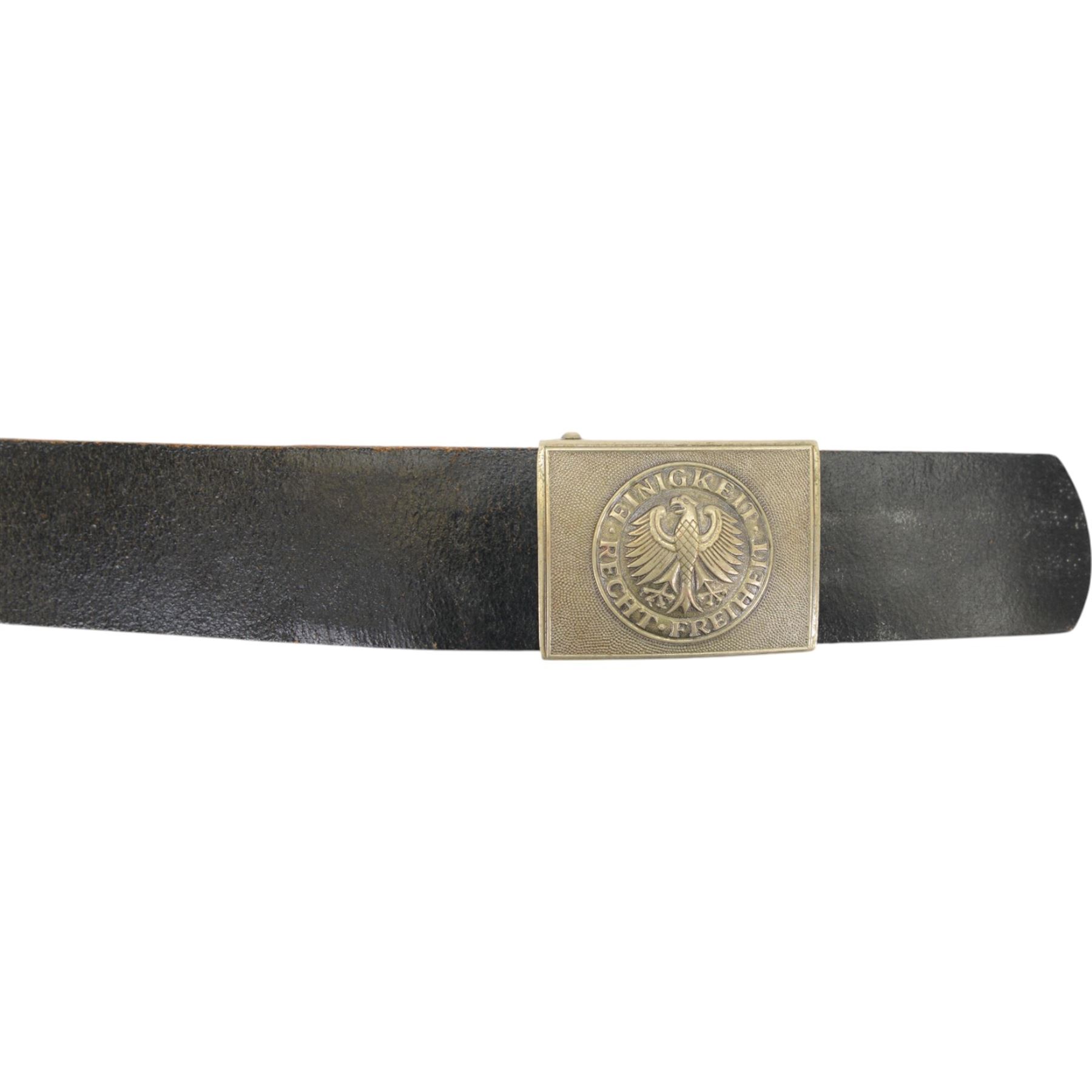 Russian Army Officer's dress belt and buckle, together with West German leather belt and buckle 