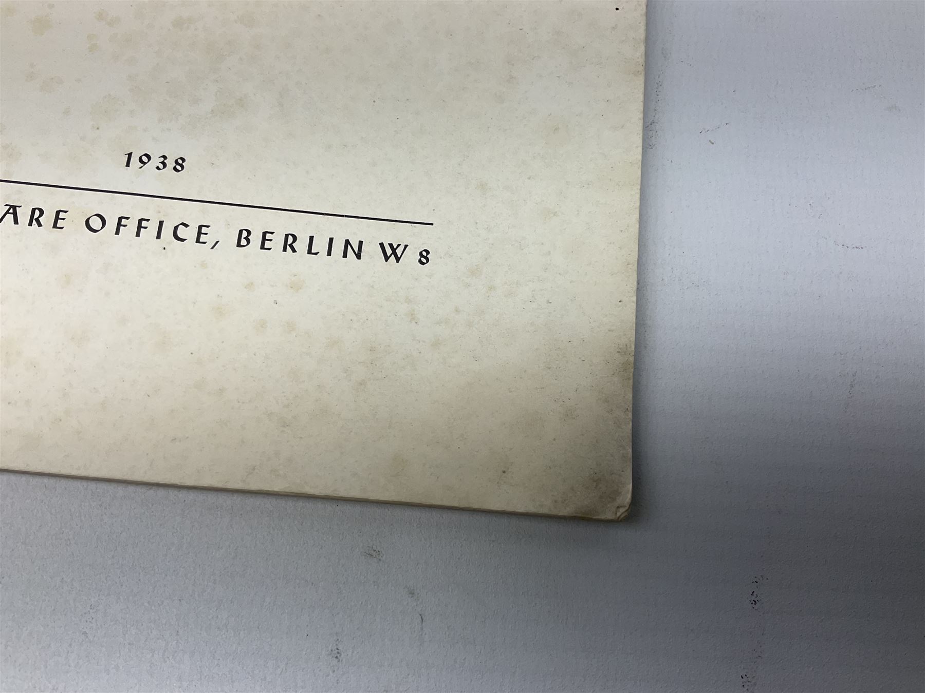 Set of six 1938 German booklets by Terramare Publications comprising No.1 Adolf Hitler by Philip Bouhler, No.2 German Political Profiles by Hans Heinz Sadila-Mantau, No.3 Versailles in Liquidation by Friedrich Grimm, No.4 German Law and Legislation by Erich Schinnerer, No.5 German Labour Service by Fritz Edel and No.6 Social Welfare in Germany by Werner Reher; some illustrated; all with English text (6)