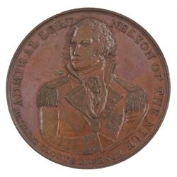 Admiral Lord Nelson commemorative bronze medallion, 'the sister country again rescued from invasion', 'brest squadron defeat off Tory Island October 12 1798'