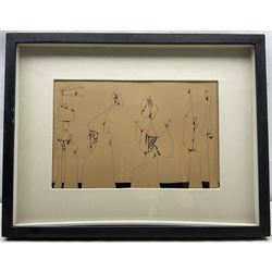 Desmond Morris (British 1928-): Five Figures, pen and ink signed with initials and dated '94, 24cm x 37cm 
Provenance: drawn by the artist on 15th September 1994; exh. 'Desmond Morris - Works on Paper 1948-2018', The Redfern Gallery, London 2018. We are grateful to the artist for his assistance in cataloguing this lot.