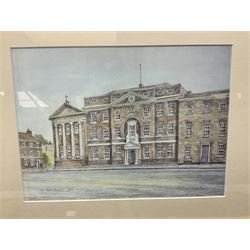 After William Henry Bartlett (British 1809-1854): 'St Canice Kilkenny' and 'Jerpoint Abbey' Ireland, pair engravings with hand colouring together with a print of the Bar Convent York max 21cm x 29cm (3)