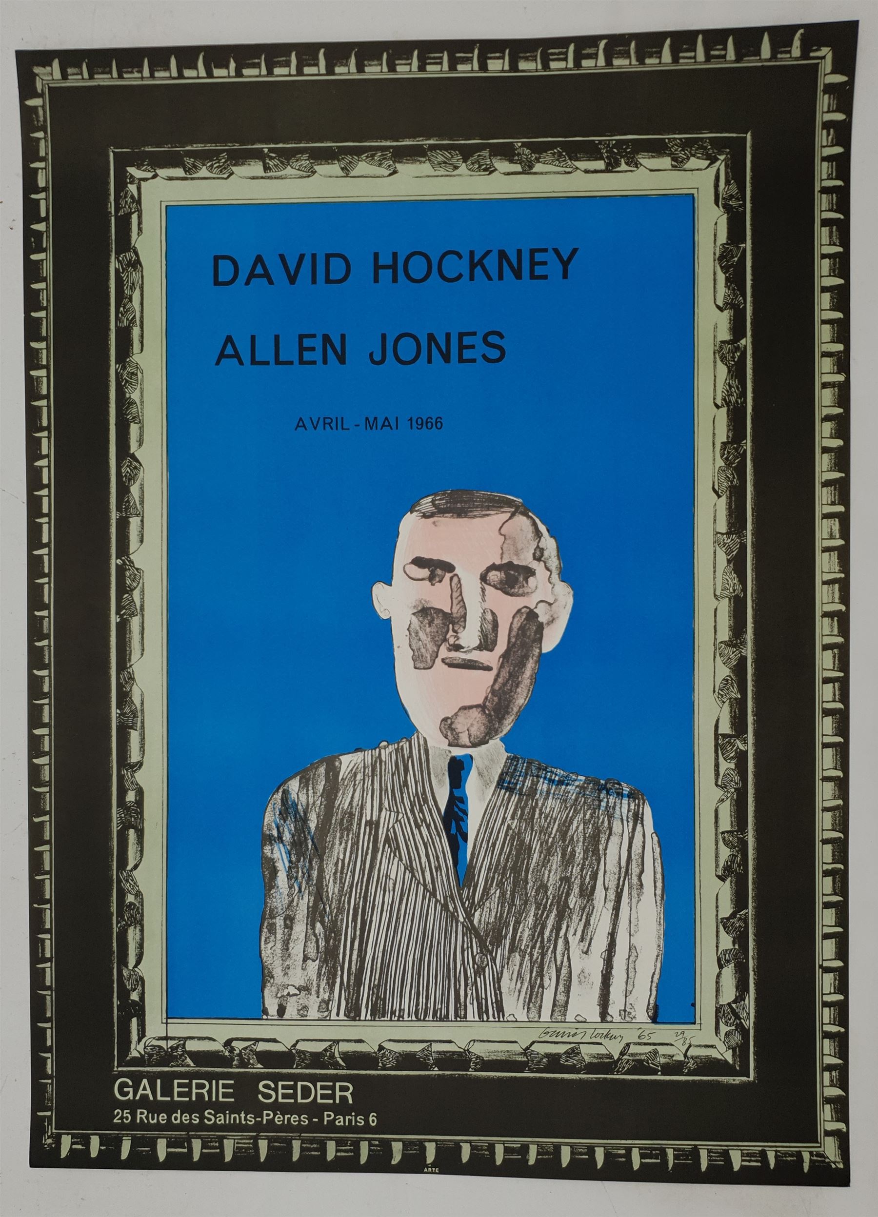 After David Hockney (British 1937-): 'David Hockney & Allen Jones', exhibition poster with facsimile signature 71cm x 52cm (unframed)