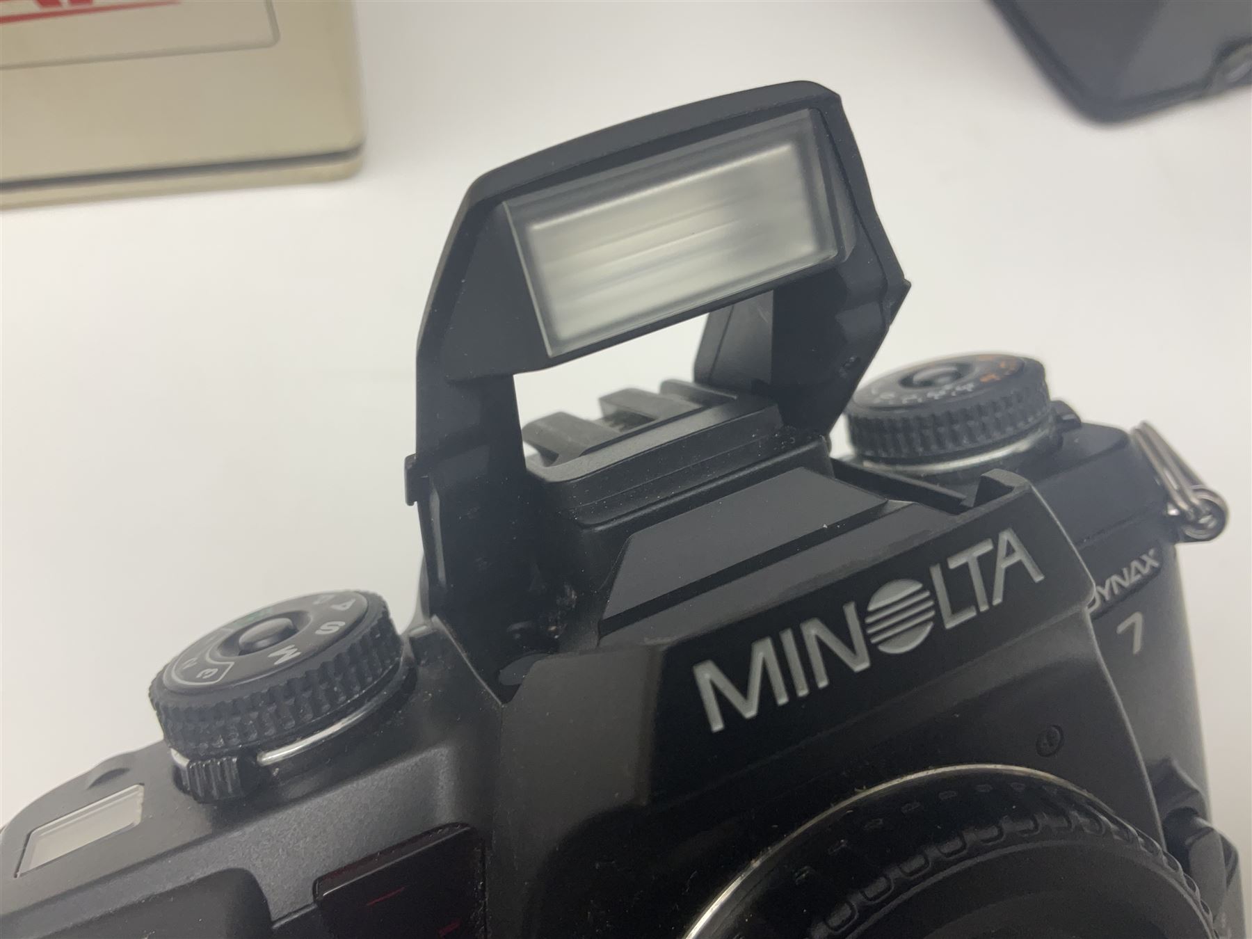 Minolta Dynax 7 camera body, serial number 93101009, Minolta 'AF APO Tele 300mm 1:4 (32)' lens serial no 32501041, in case and other camera equipment 