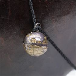 Omersa leather footstool in the form of hippopotamus, with silver 'The World of Thomas Sabo' charm collar, with original retail card tag, W80cm 