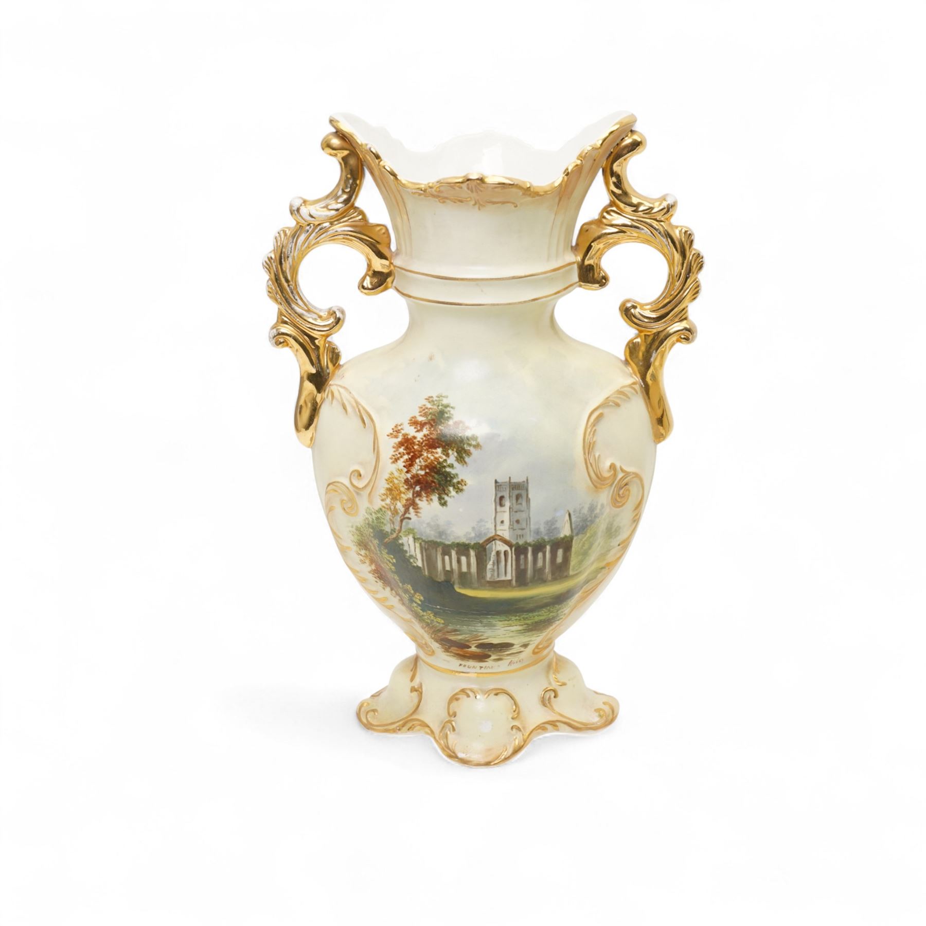 Two vases decorated with Fountains Abbey and Melrose Abbey, Imari charger and various Wedgwood jasperware items, in one box