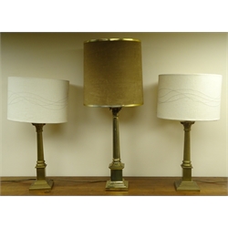  Pair Laura Ashley brass Corinthian column table lamps, H67cm and matching table lamp (3)   
