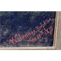 Isaac Walter Jenner (British 1836-1902): Bempton Cliffs and Flamborough Head, oil on canvas signed and dated 'Brighton Nov. 11th 1875', 39cm x 68cm