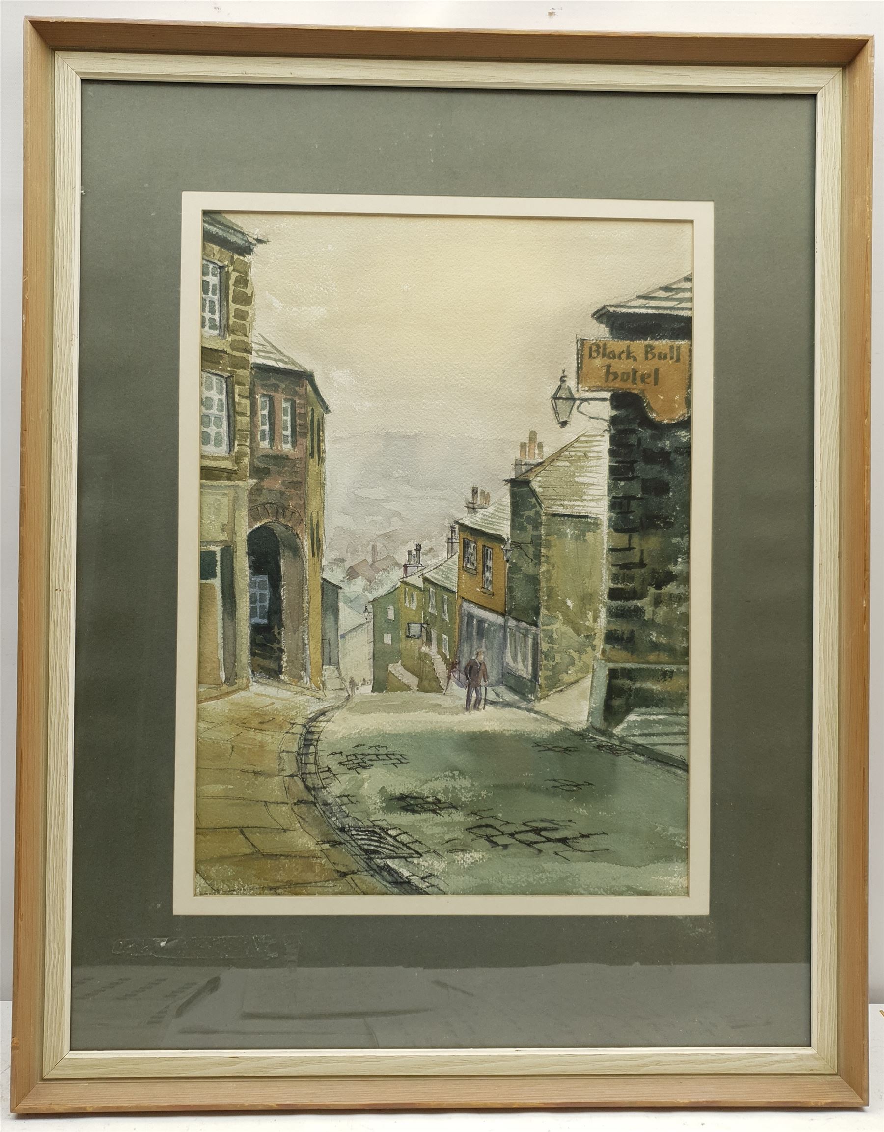 Geoffrey M Holdsworth (British 20th century): 'Haworth in December', watercolour signed, titled verso 46cm x 33cm