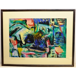 Maggie Melechi (Northern British Contemporary): 'Campagna' Italy, oil on paper signed, titled and dated '86 on the mount 53cm x 78cm