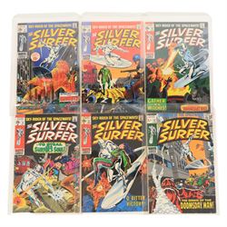 Seventeen Marvel Silver Age 'The Silver Surfer' comic books, spanning years 1968-1970, comprising issues #2, #3, #4, #5, #6, #7, #8, #9, #10, #11, #12, #13, #14, #15, #16, #17, #18