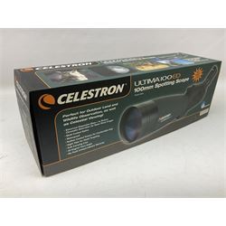 Celestron Ultima 100ED zoom spotting scope, model no. 52253, carrying case, instruction manual and in original box