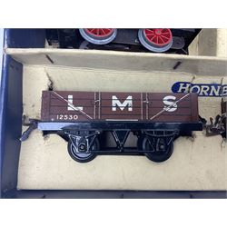 Hornby '0' gauge - 1950s M1 Goods Set box containing clockwork 0-4-0 steam locomotive and matching tender No.3435 with brake, forward and reverse lever and key, together with two 4-wheel LMS open goods wagons and oval of curved and straight tin-plate track and connectors; boxed with illustrated lid