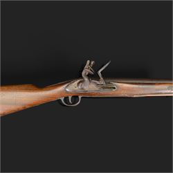 Blunderbuss flintlock long pistol, with 42.5cm flared steel barrel, with later ram rod beneath barrel, overall L83cm