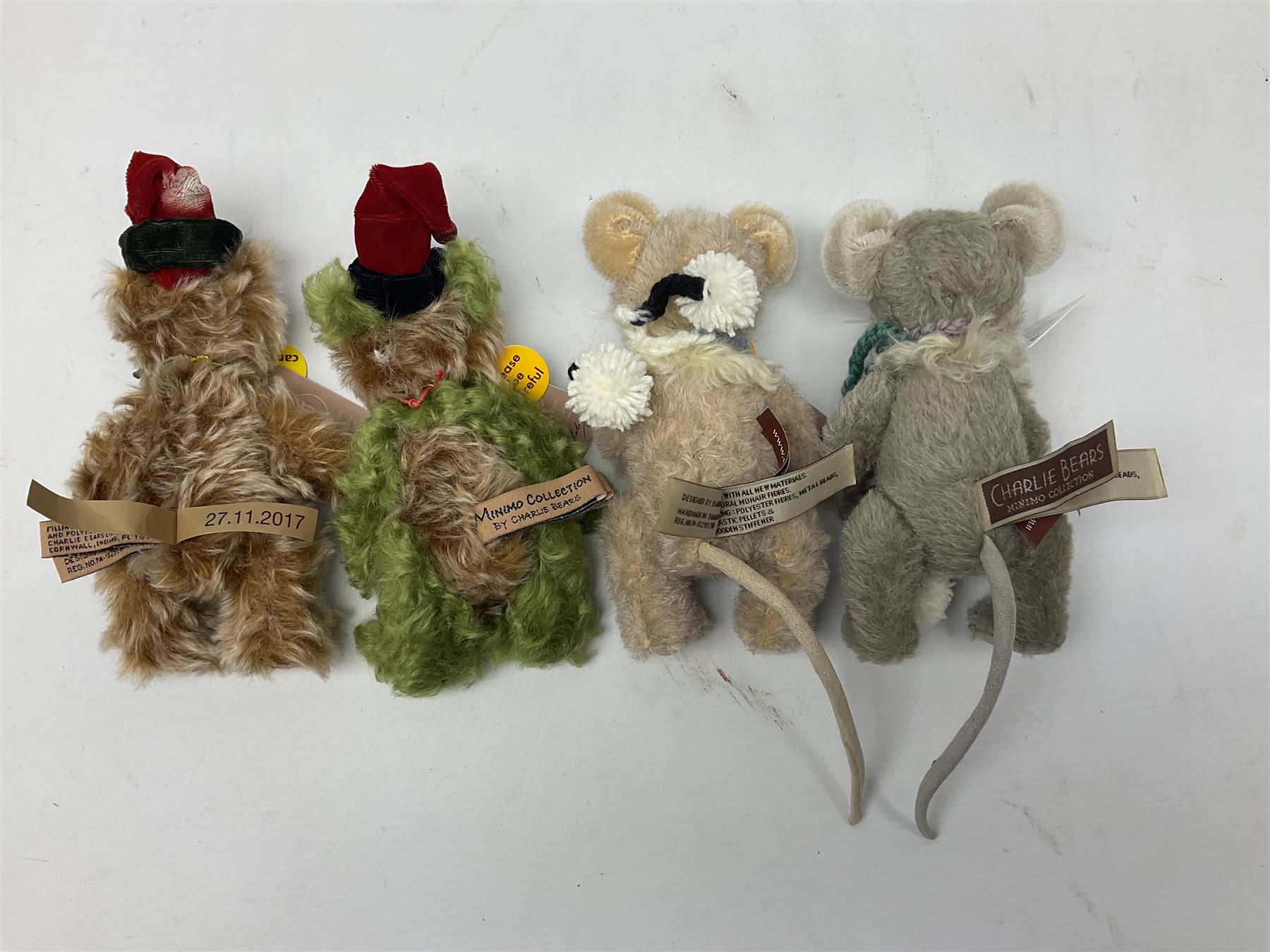 Four limited edition Charlie Bears, comprising Fezziwig 79/600, Marley 431/600, Mr Cobbler 112/1200, and Mr Cuddlefluff 521/1200, each designed by Isabelle Lee, from the Minimo Collection, all with tags 