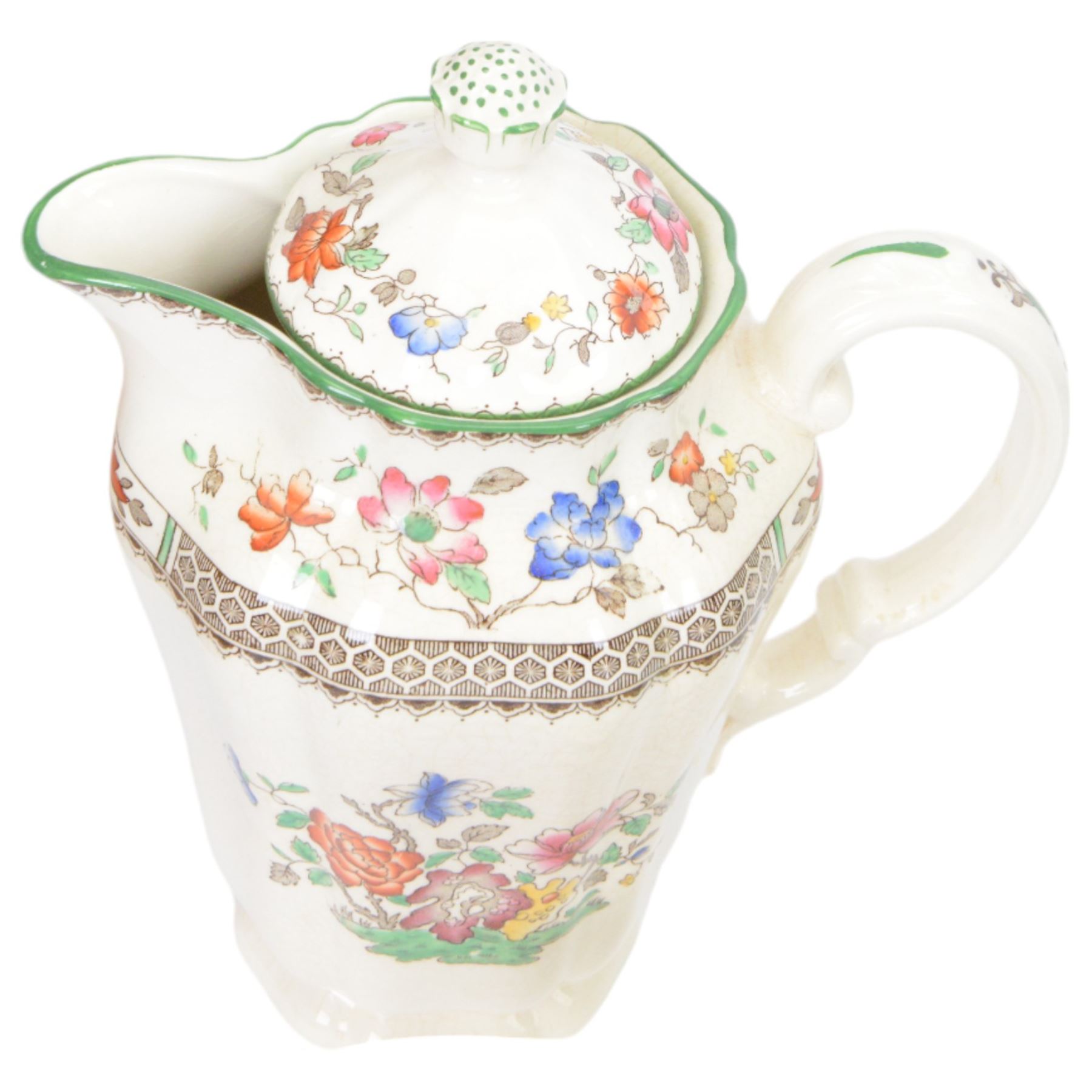 Copeland Spode Chinese Rose pattern extensive tea and dinner service, including eighteen dinner plates, twenty two desert plates, twenty cups and saucers, teapot, coffee pot, platters etc  