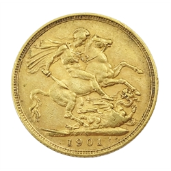 Queen Victoria 1901 gold full sovereign coin, Sydney mint