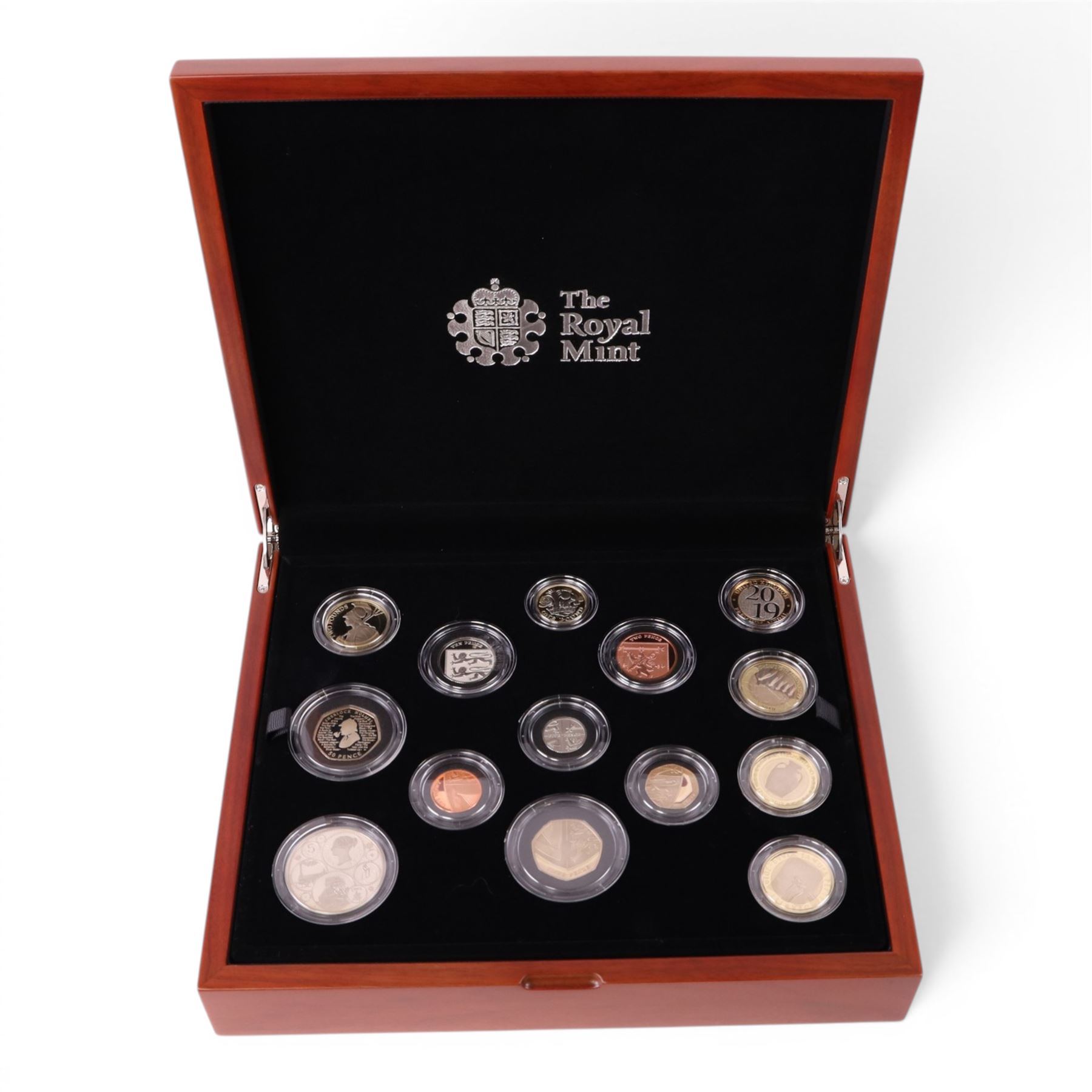 The Royal Mint United Kingdom 2019 premium proof fourteen coin set, cased with certificate